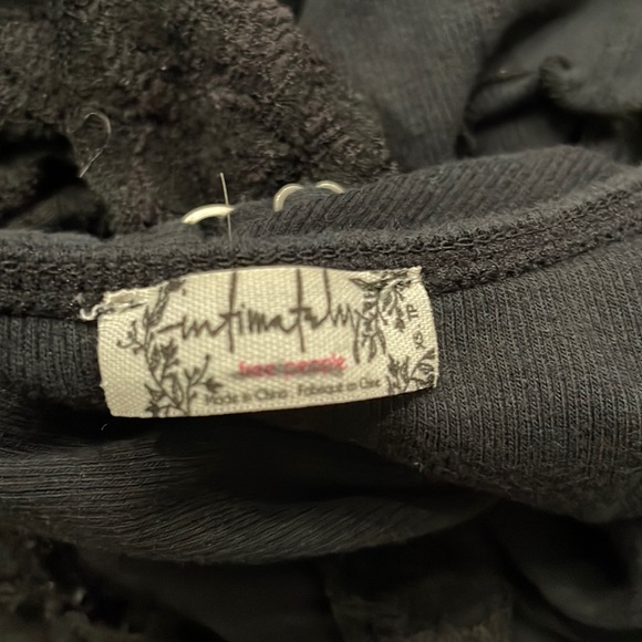 Free People Intimately Black Criss Cross Tank Top,XS. Lace detail, Exposed Seams - Picture 3 of 4